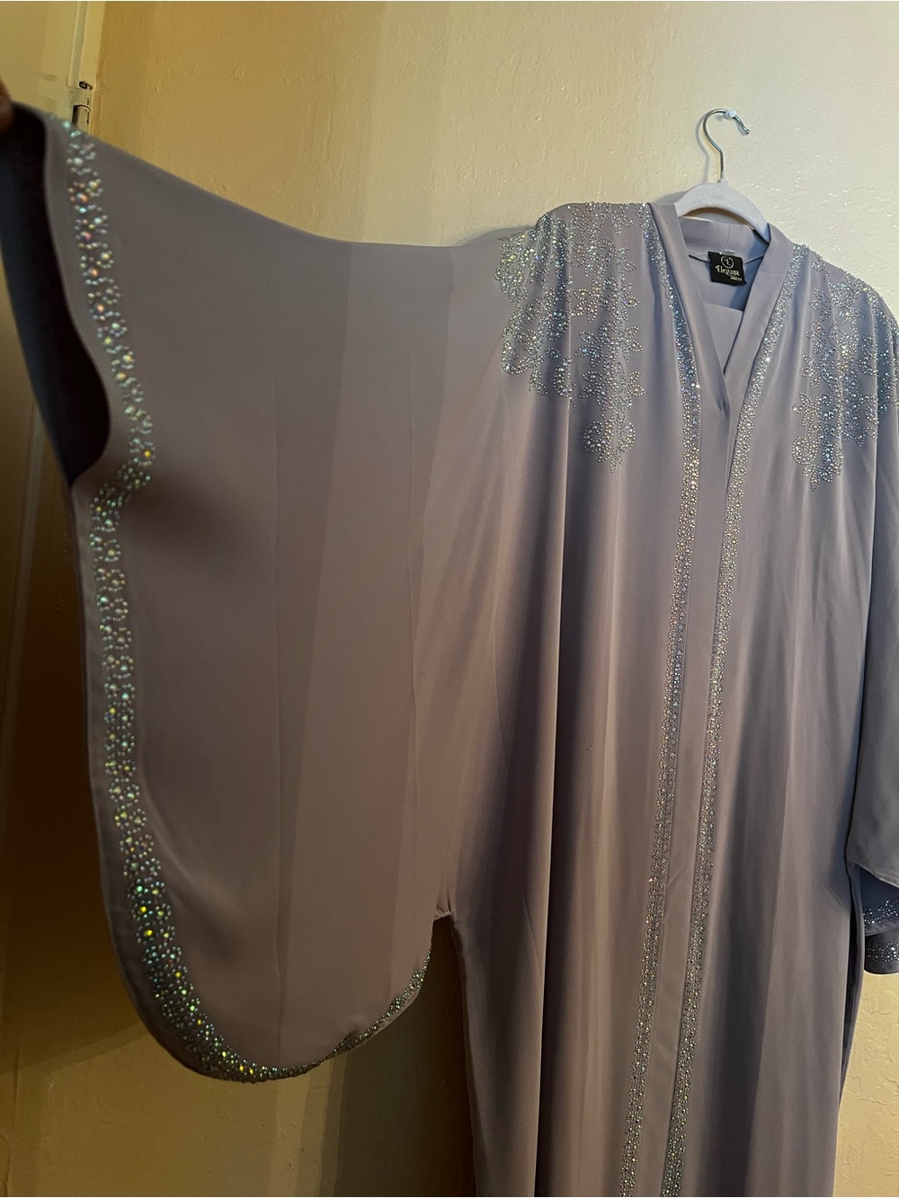 Lilac Crystal Kaftan Abaya